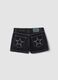 Girls&rsquo; black pure cotton denim shorts with star embroidery_1