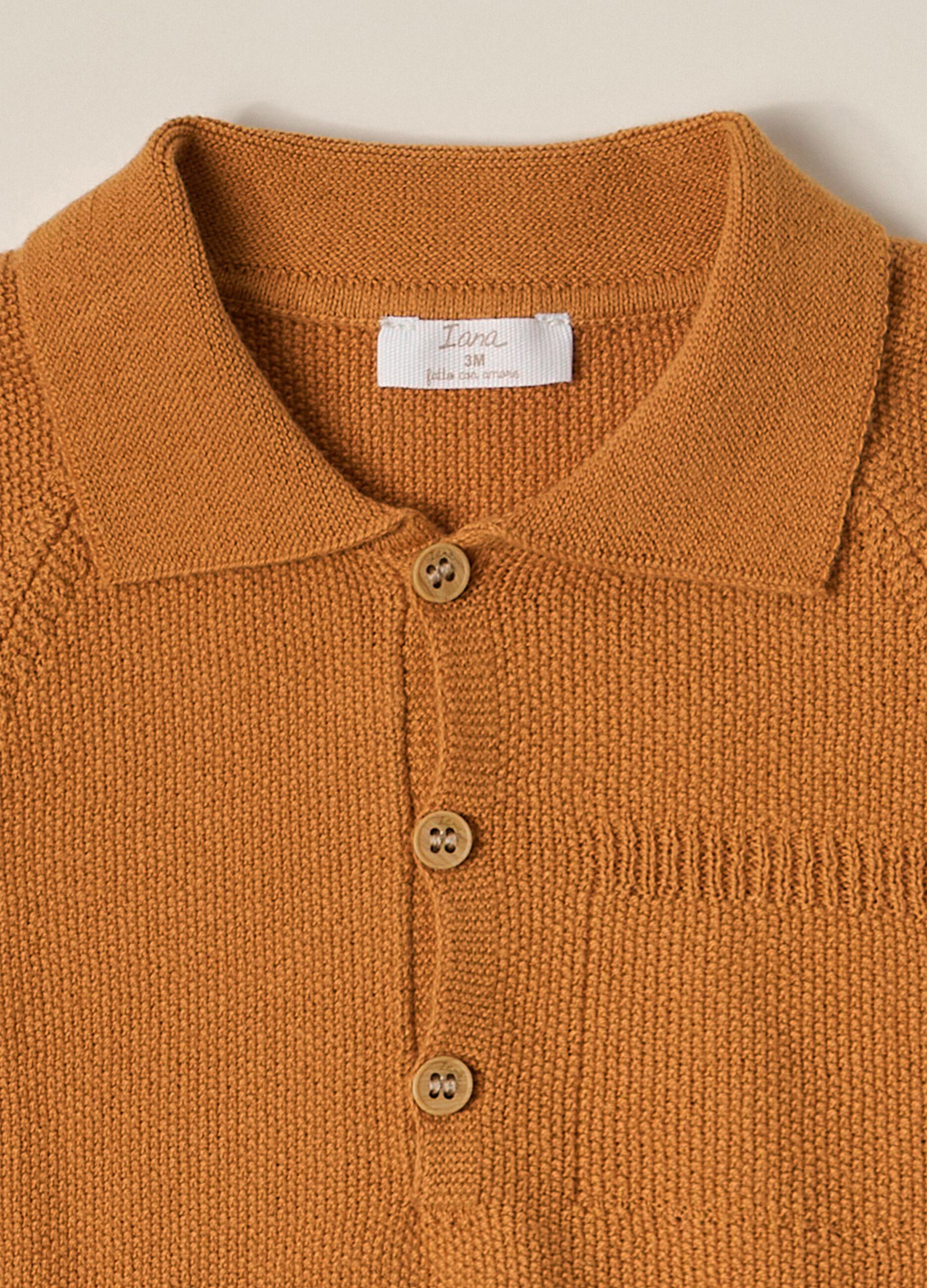 IANA newborn boy knit polo shirt in 100% cotton