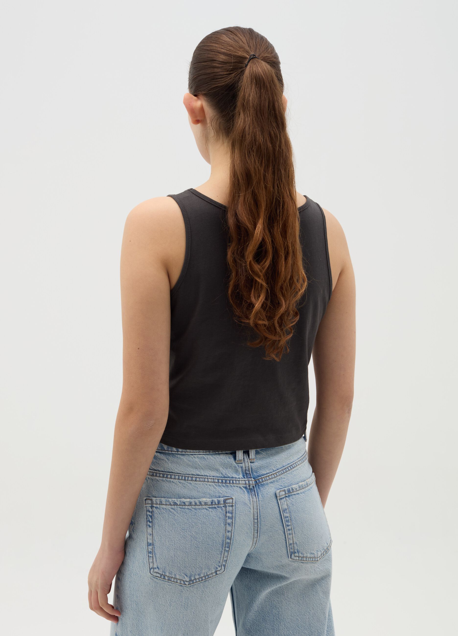 Tank top with AC/DC logo in diamantés