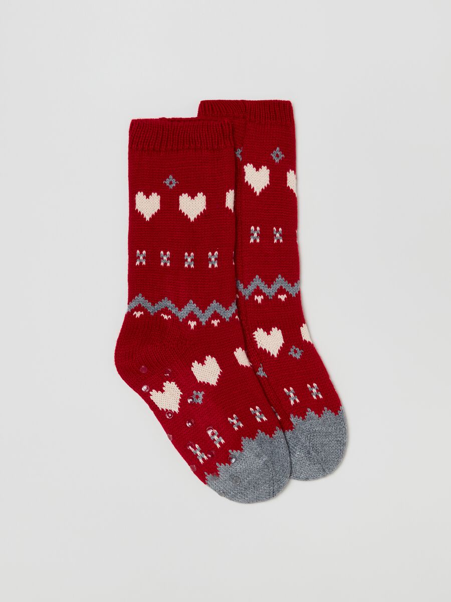 Calze antiscivolo con disegno cuori jacquard_0