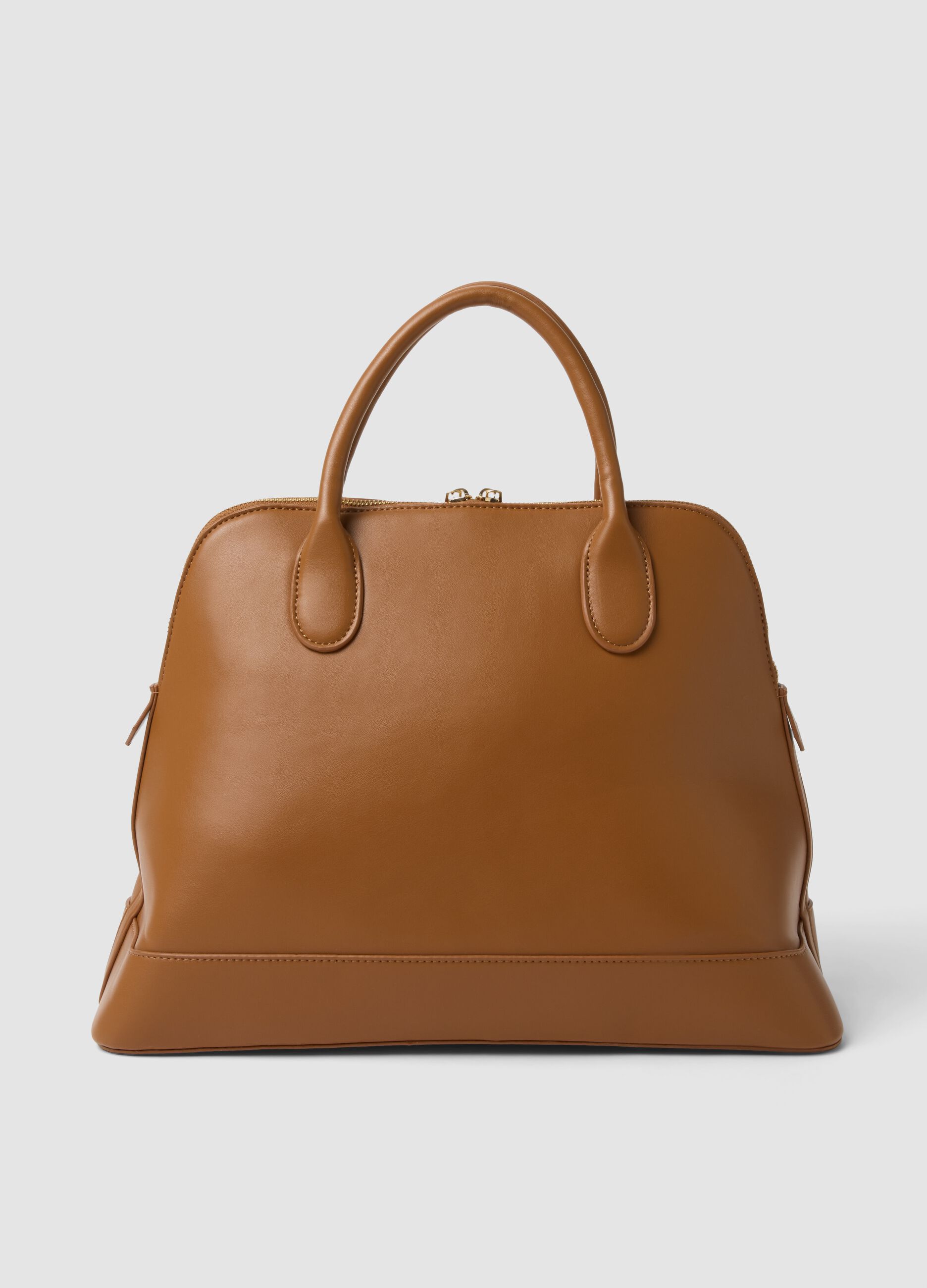 Borsa marrone a mano con chiusura zip
