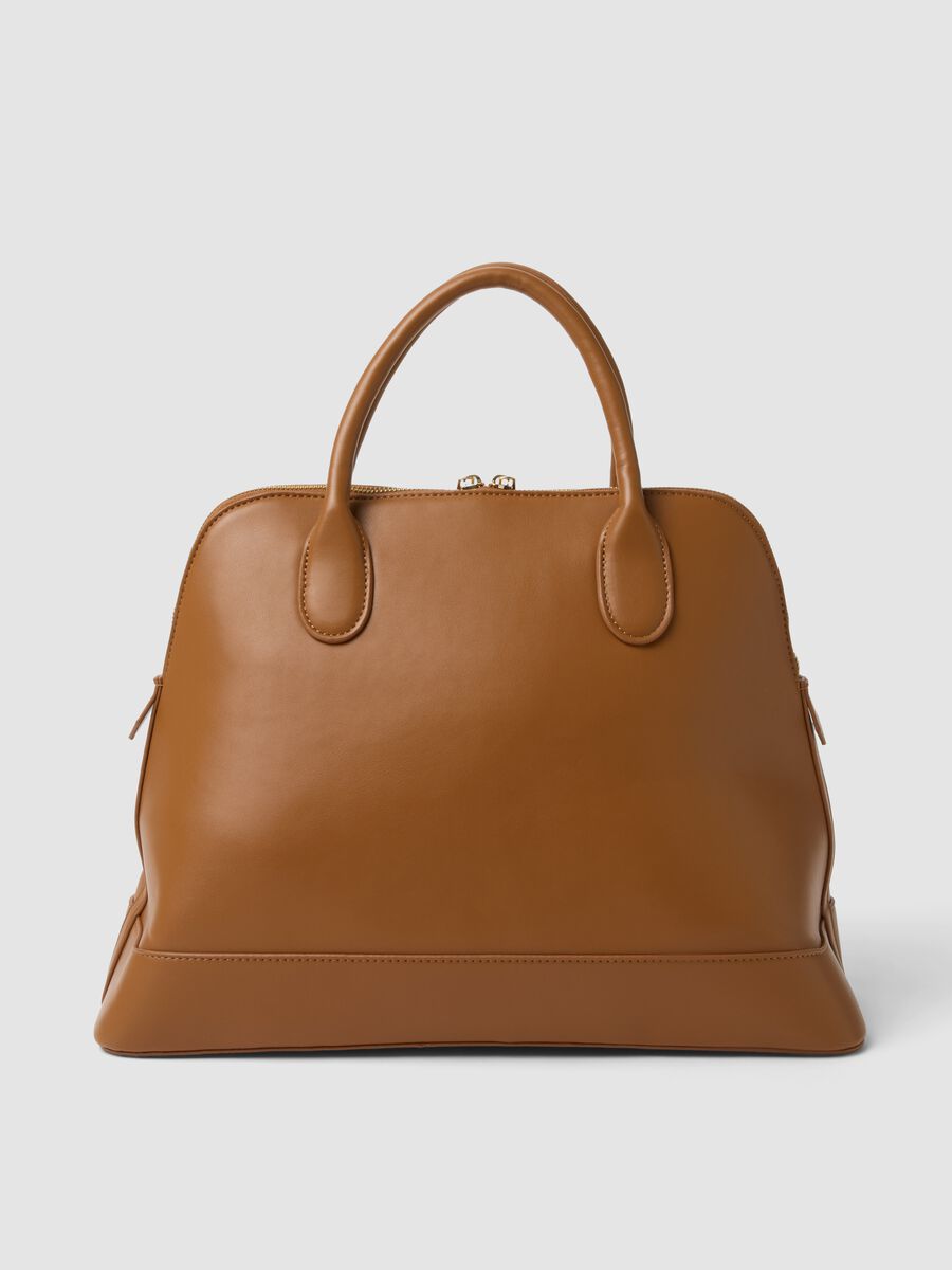 Borsa marrone a mano con chiusura zip_1