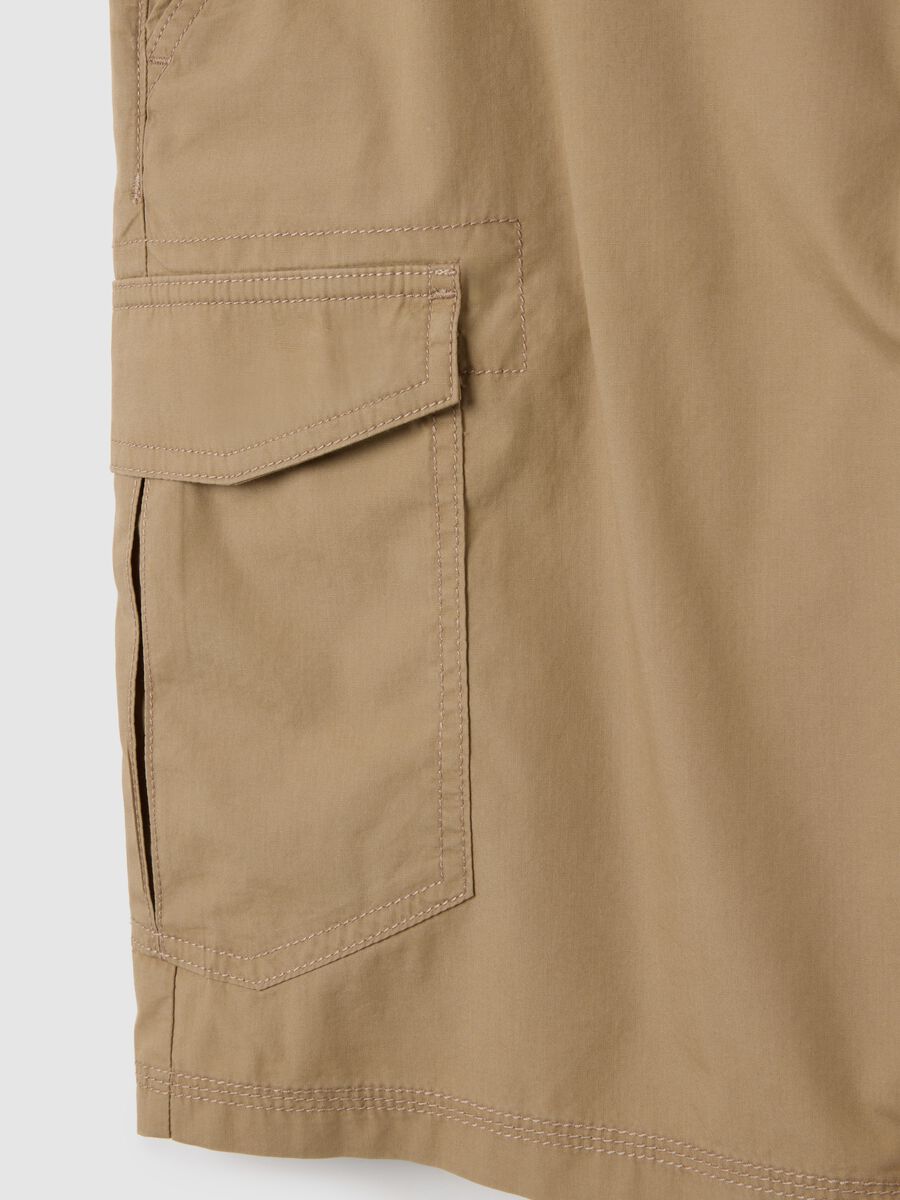 Men's beige pure cotton cargo shorts, regular fit with pockets_1