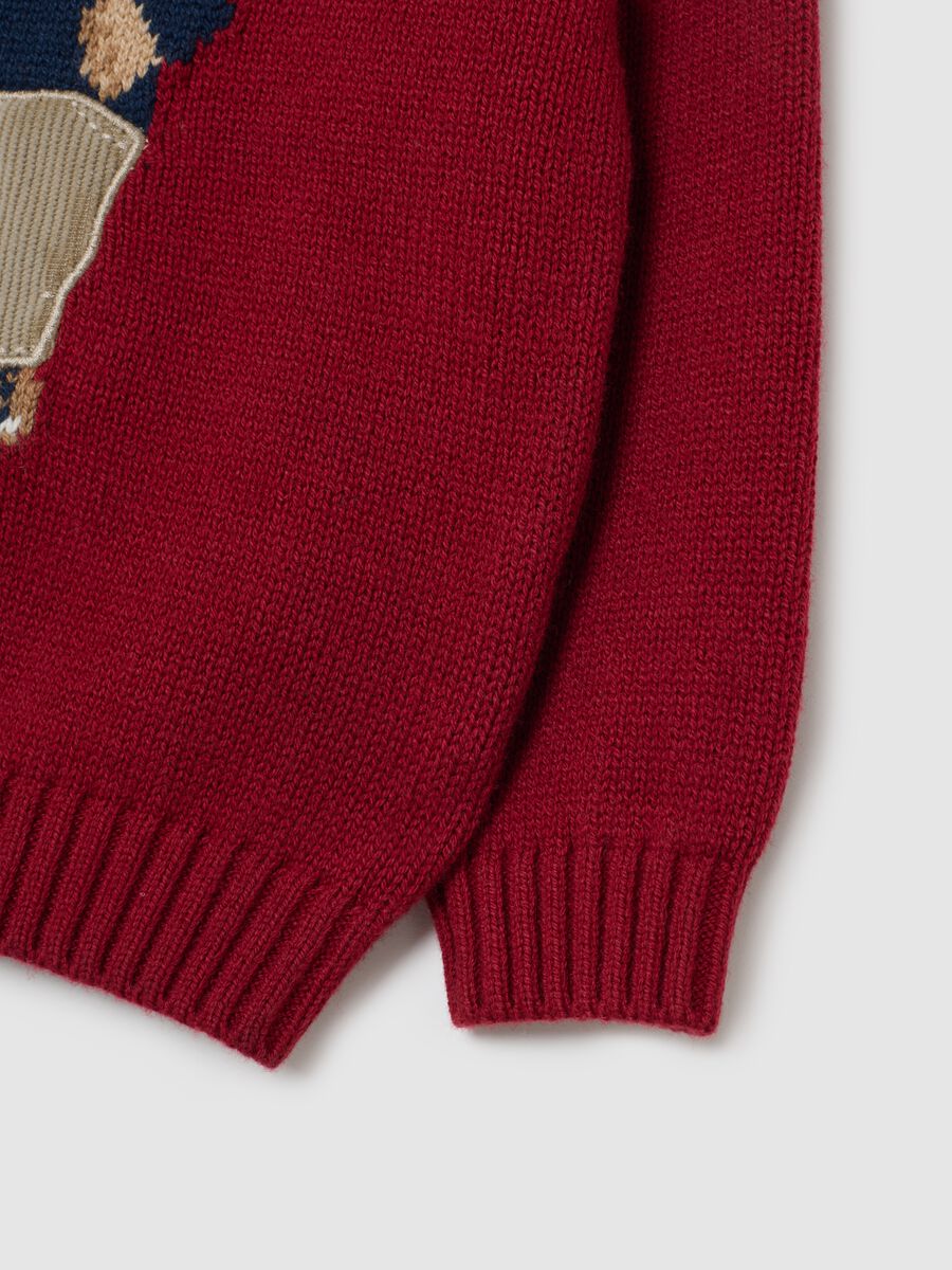 Red sweater for toddlers in cotton blend regular fit with print_4