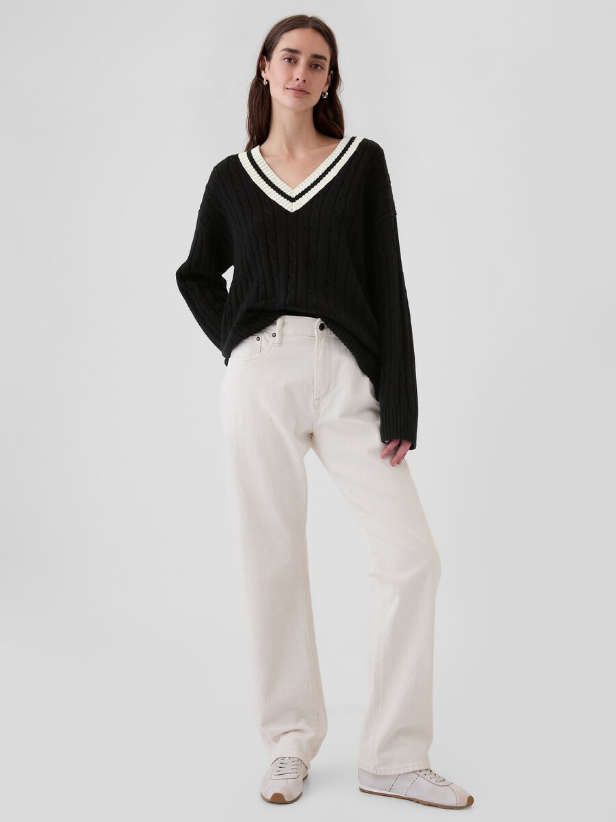 Pullover oversize con profili rigati_1