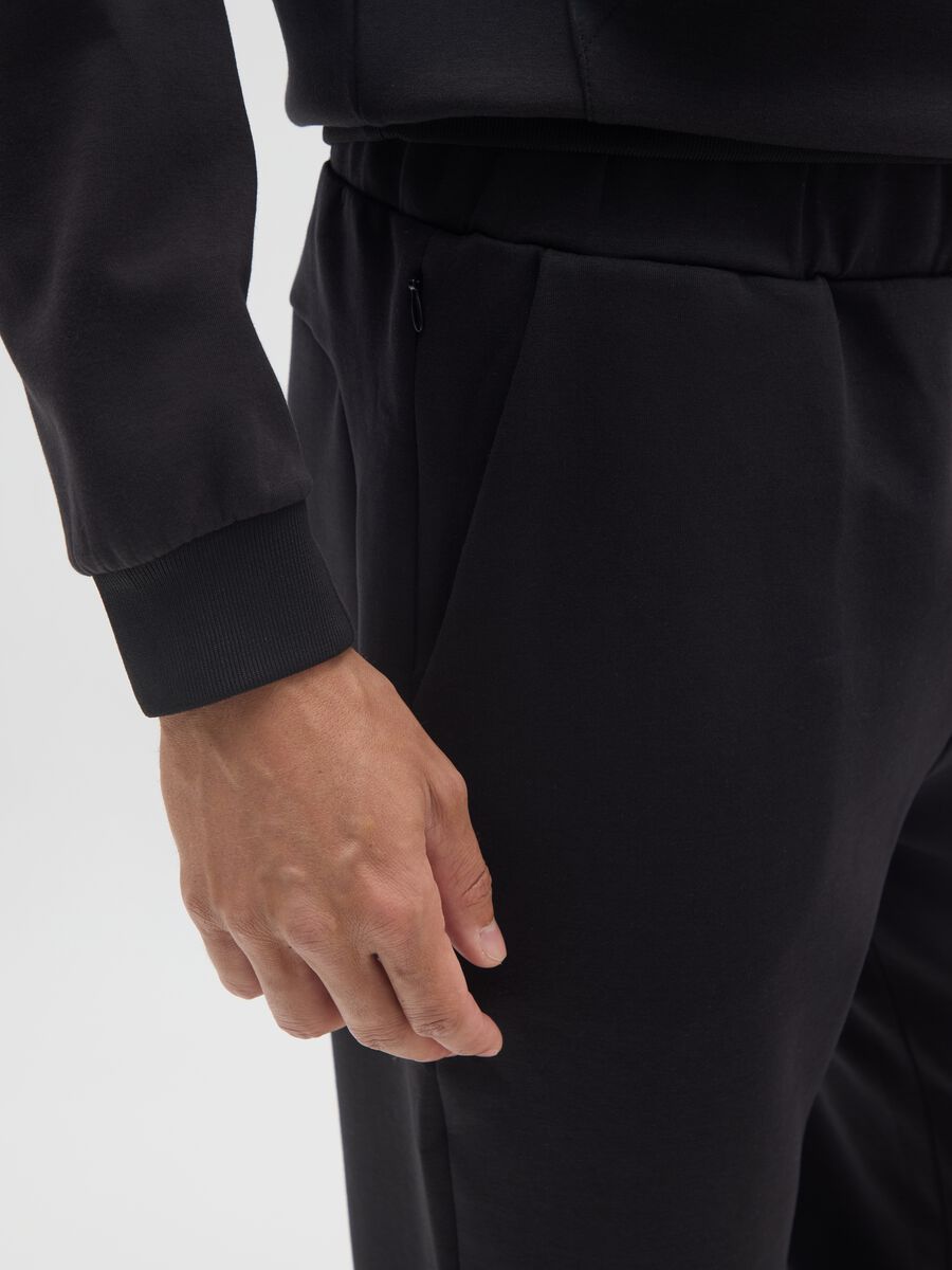 Pantaloni sportivi neri in cotone elasticizzato _3