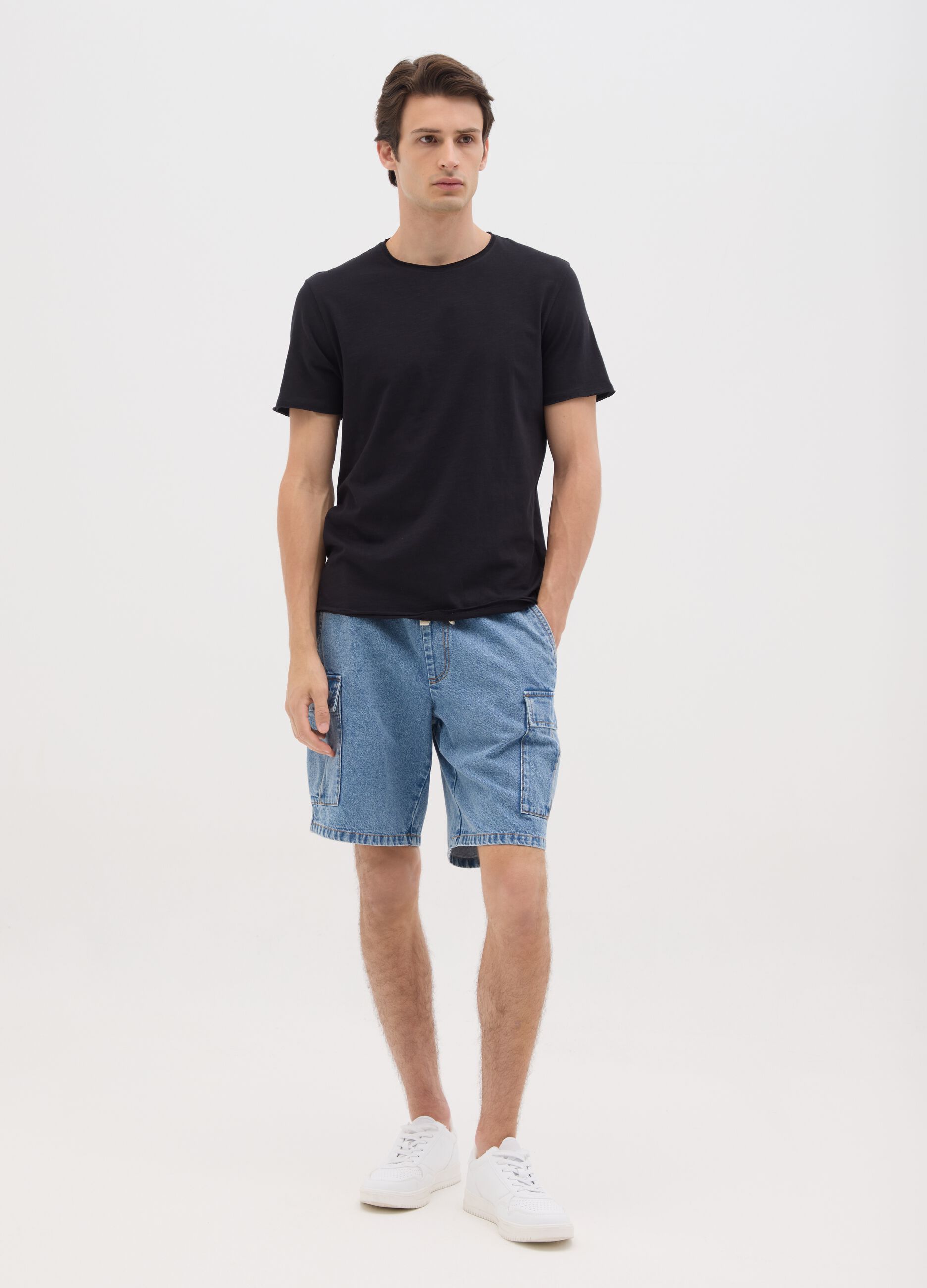 Men's Pure Cotton Wide Leg Denim Shorts