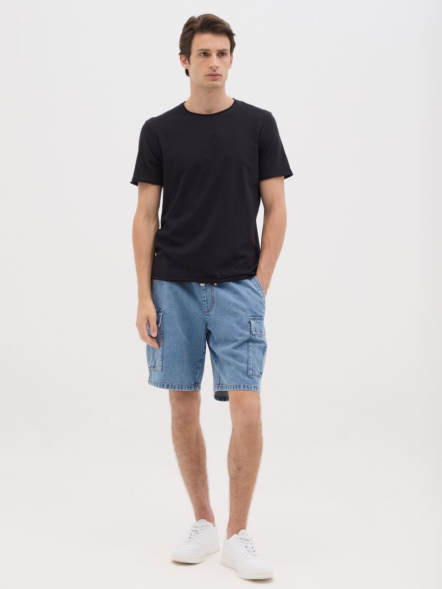 Men's Pure Cotton Wide Leg Denim Shorts_0