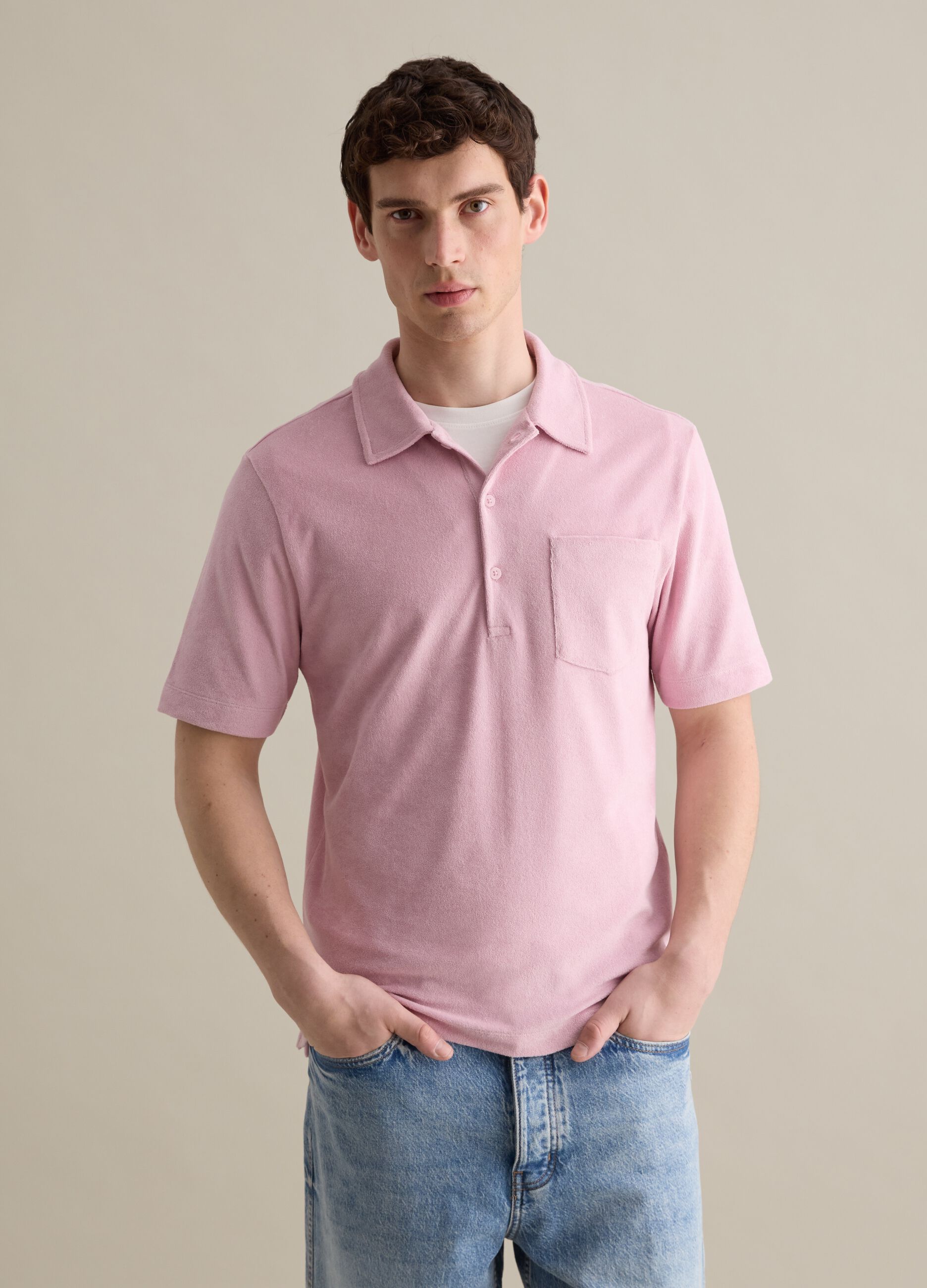 Polo da uomo in misto cotone rosa regular fit
