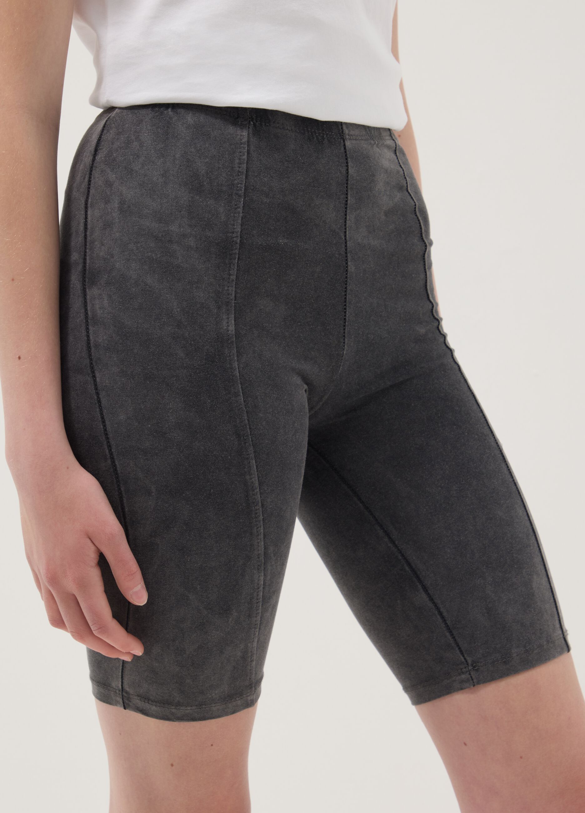 Grey stretch cotton cycling shorts