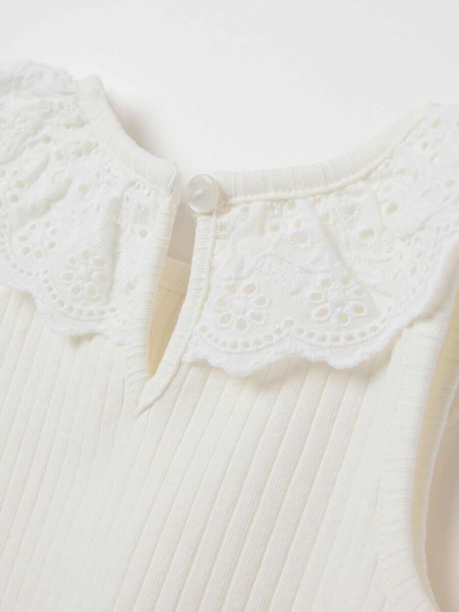 Top da bambina in cotone bianco regular fit_3