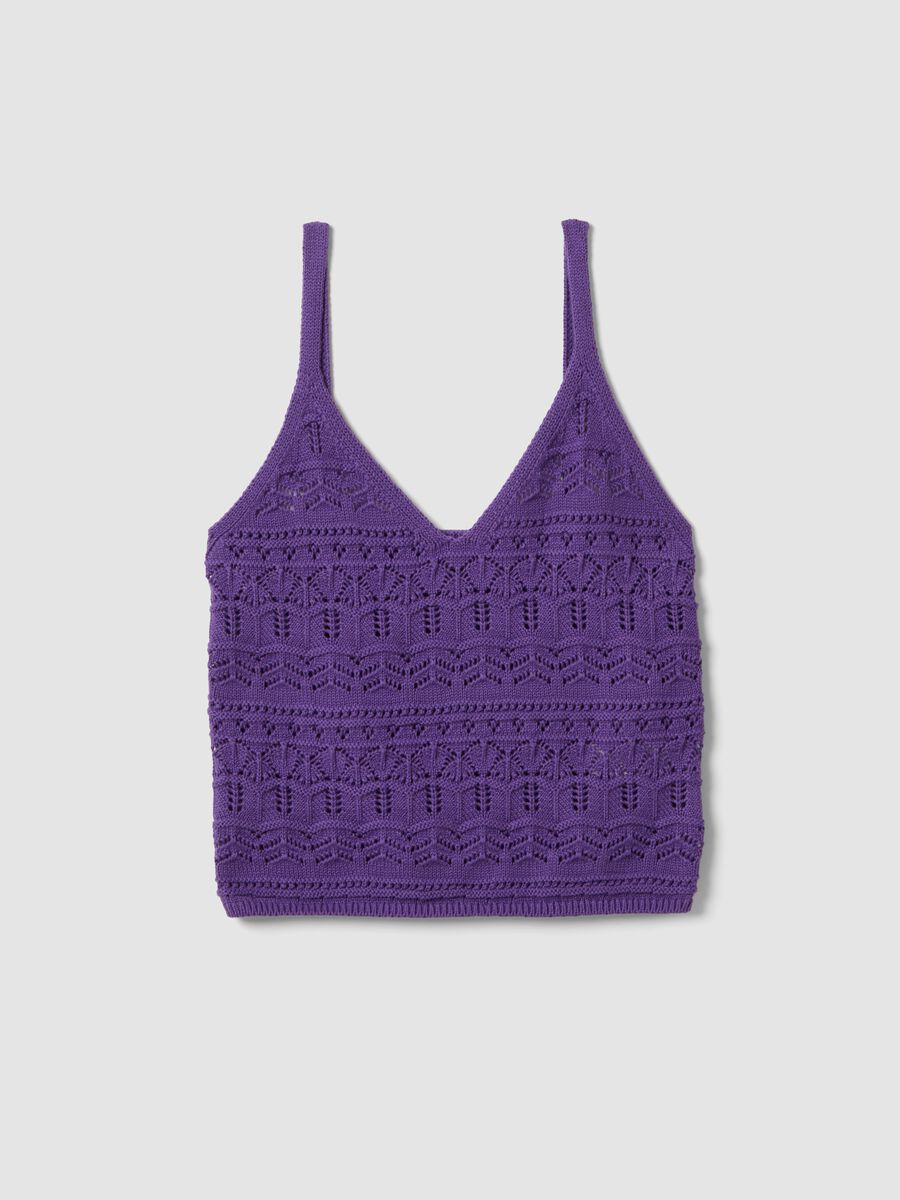 Purple pure cotton regular-fit knitted tank top_0