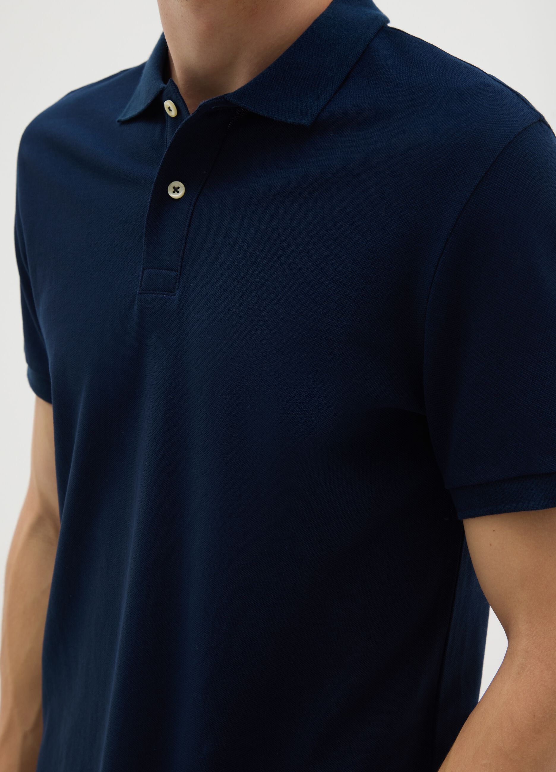 Men's pure cotton blue regular fit polo shirt