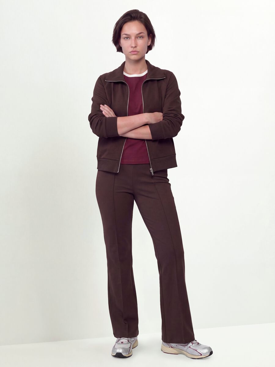 Brown flare trousers in stretch viscose_0