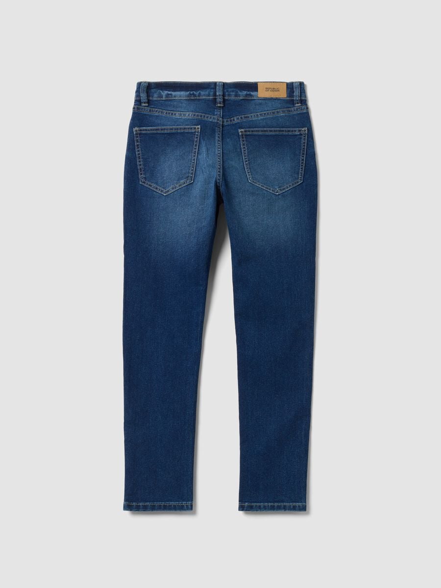Jeans blu in cotone elasticizzato slim fit per ragazzo_1