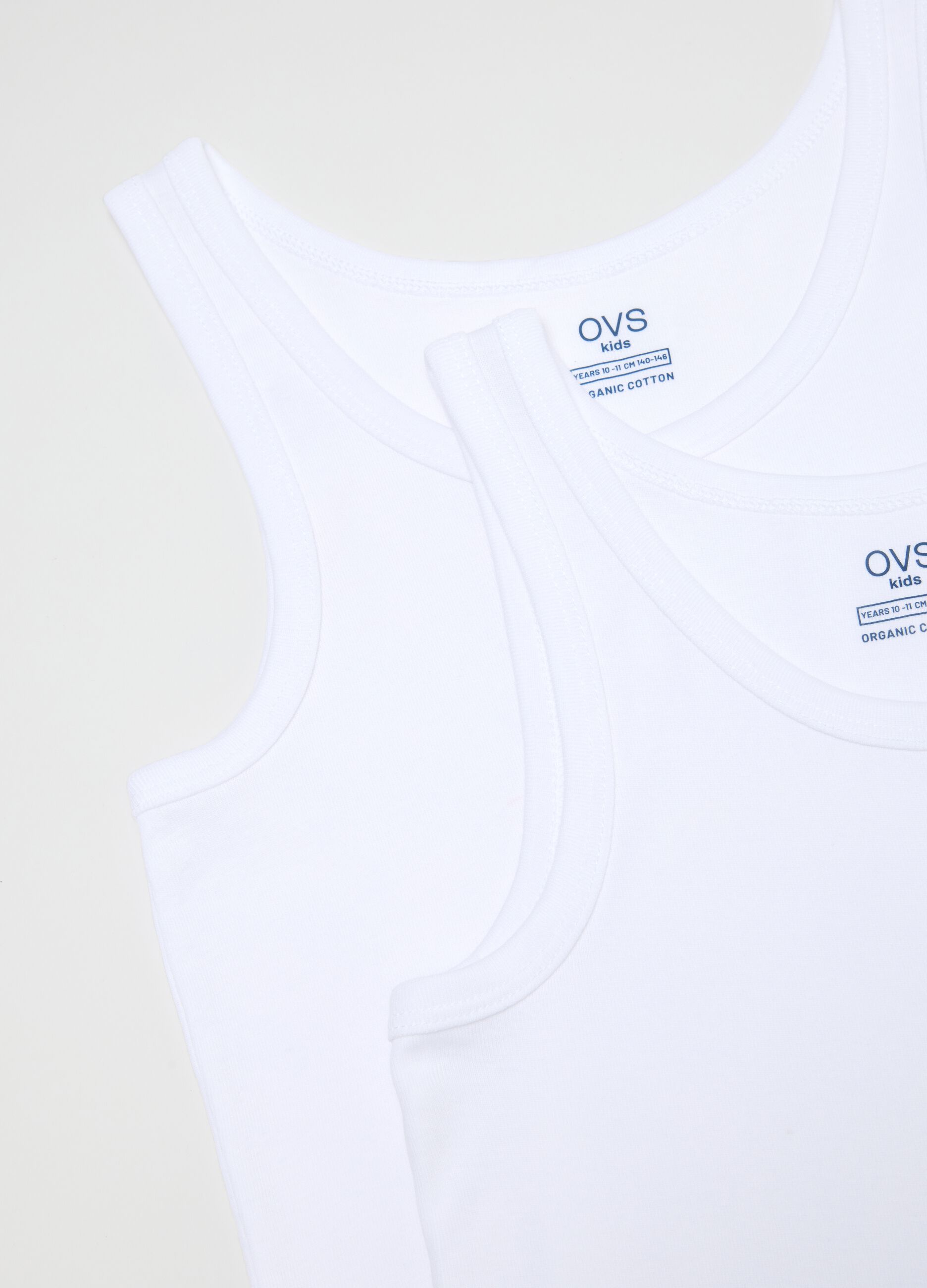 Boys' white undershirts twin pack in pure cotton regular fit