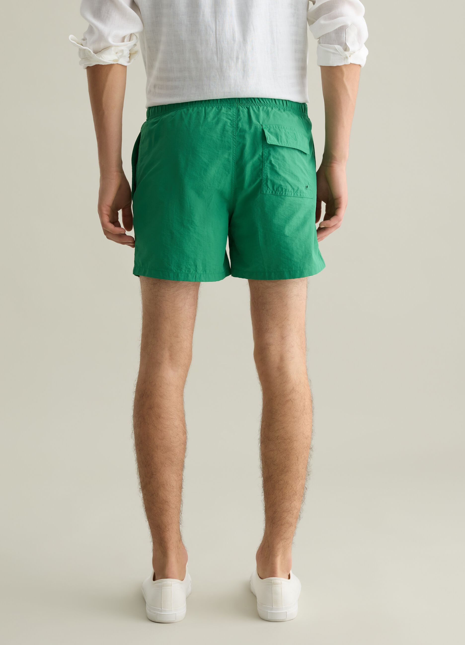 Men’s regular fit swim boxers in green blend with elastic waist