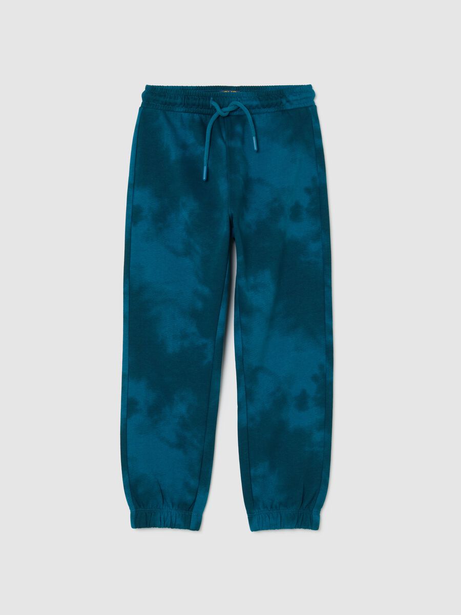 Multicoloured children's joggers in pure cotton with Tie-Dye pattern_0