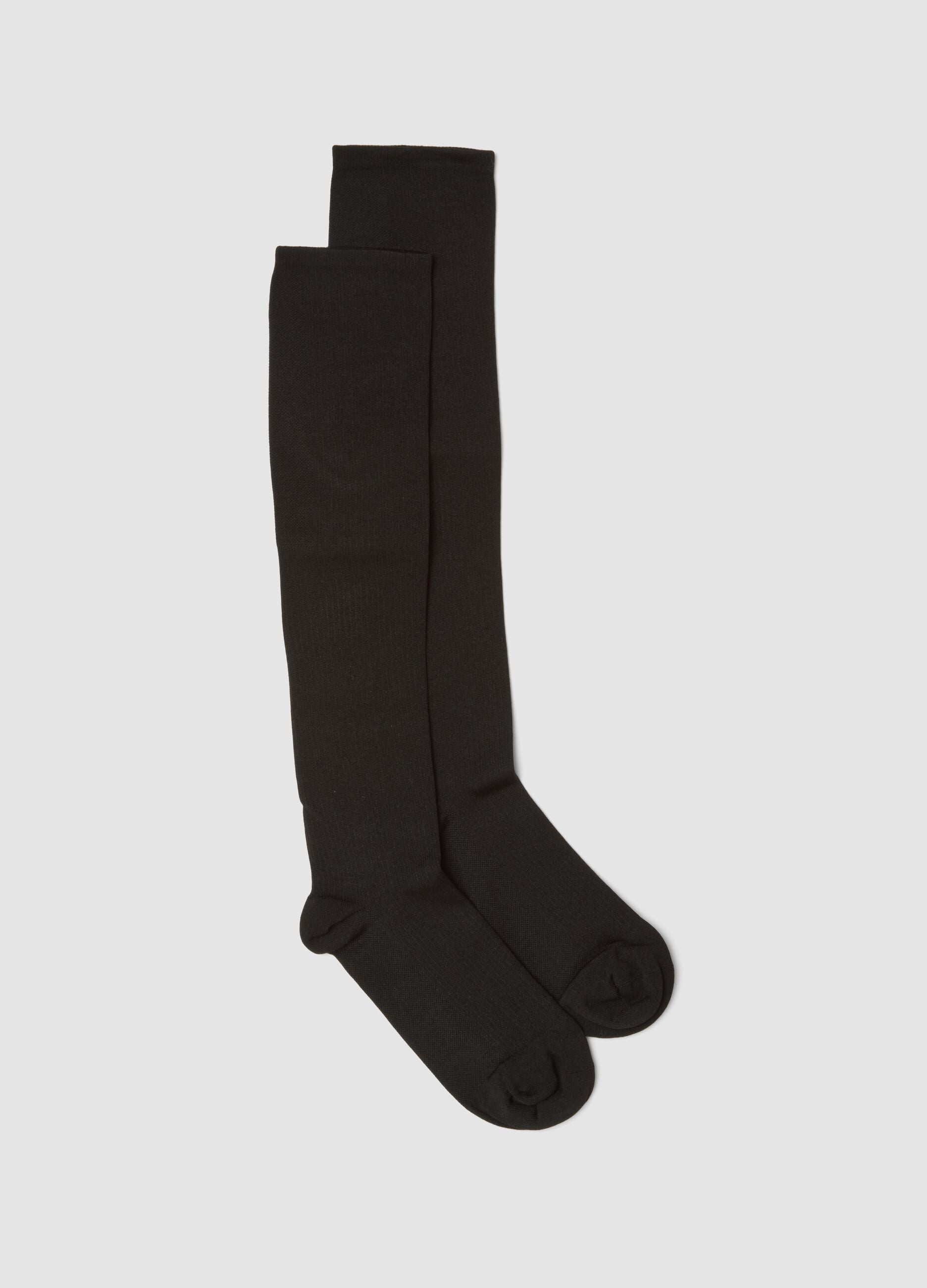 Black knee-high stretch socks