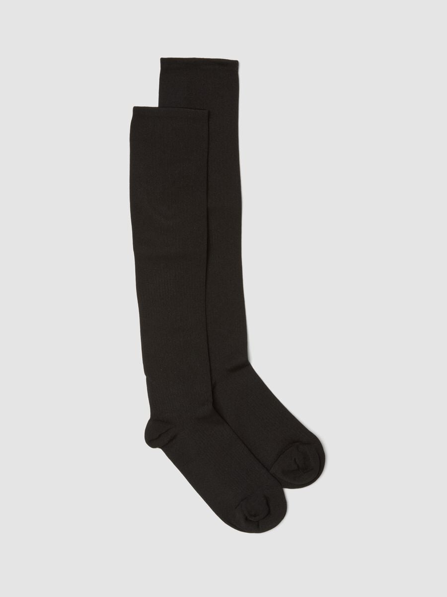 Black knee-high stretch socks_0