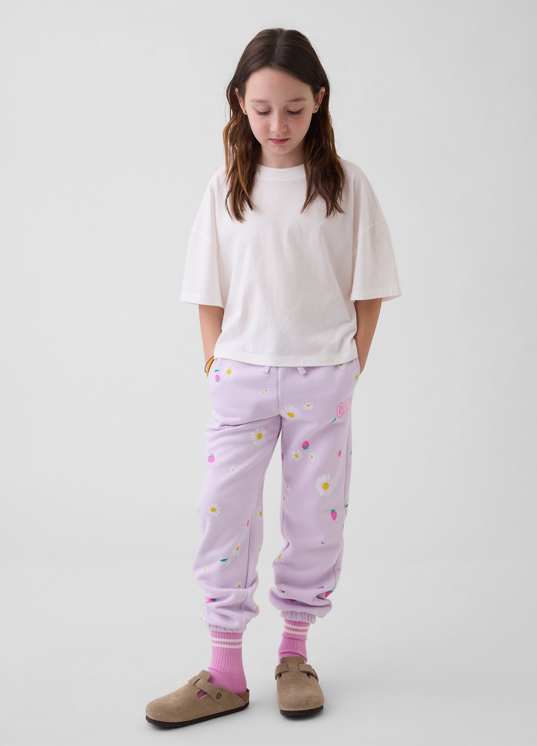 Cotton-blend joggers with printed design