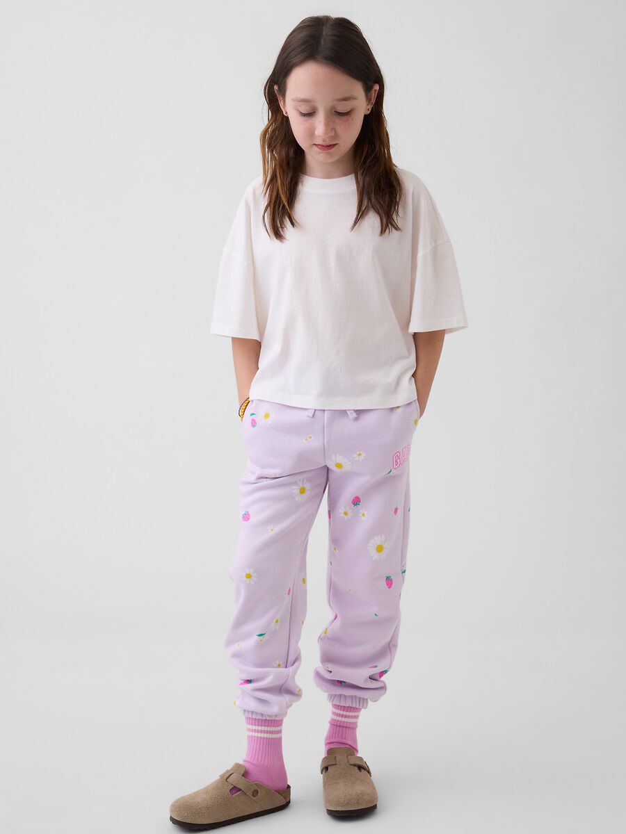 Cotton-blend joggers with printed design_0