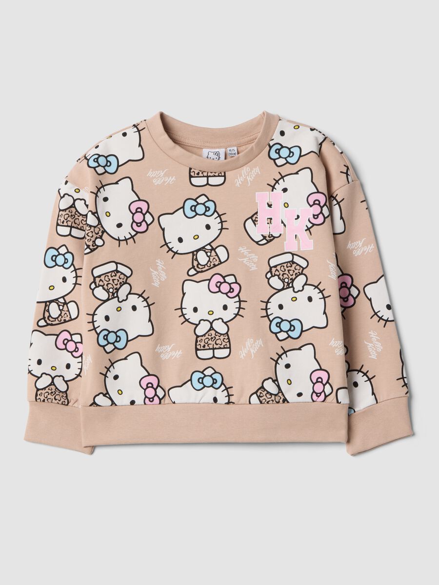 Pink stretch cotton Hello Kitty patterned sweatshirt for girls_0