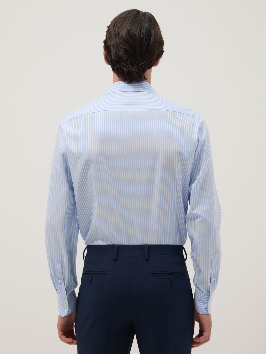 Multicolour striped slim fit shirt with French collar_1