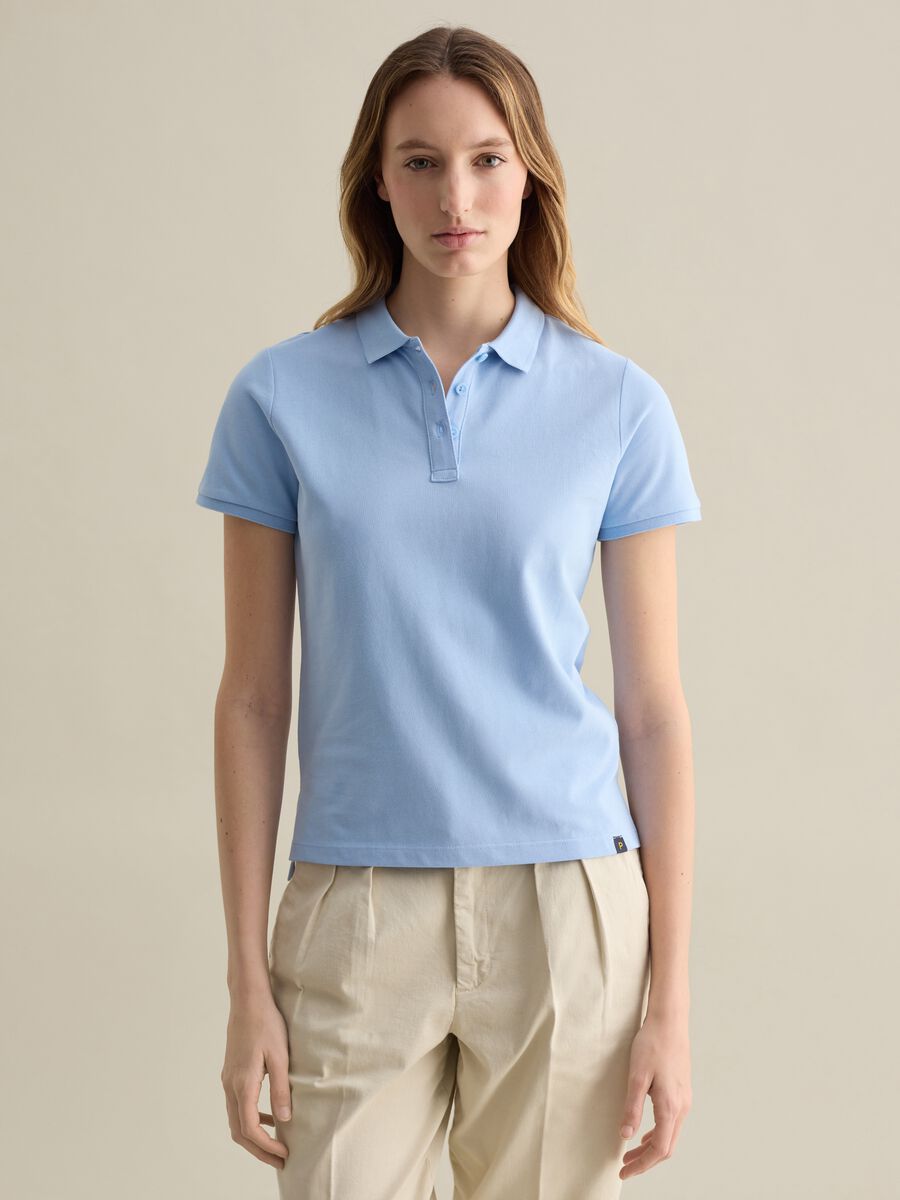 Light blue short-sleeved polo shirt in piquet_0