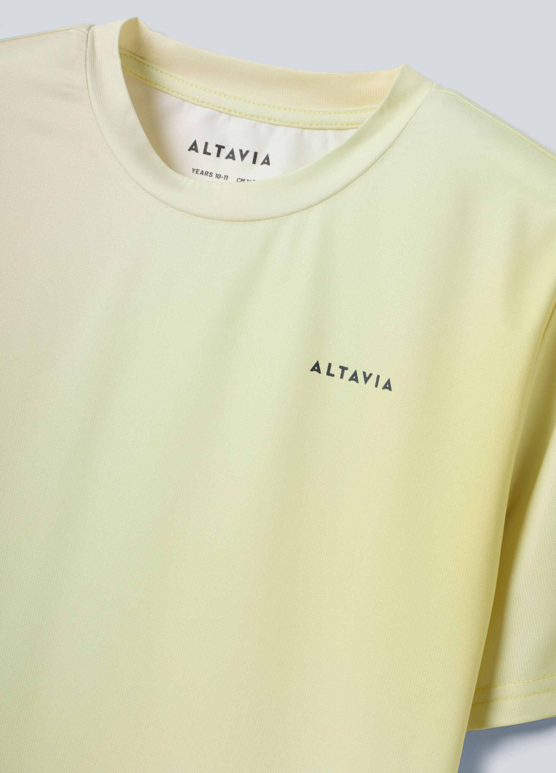 T-shirt sportiva gialla in tessuto tecnico elasticizzato con effetto tie-dye per bambino ALTAVIA COURT