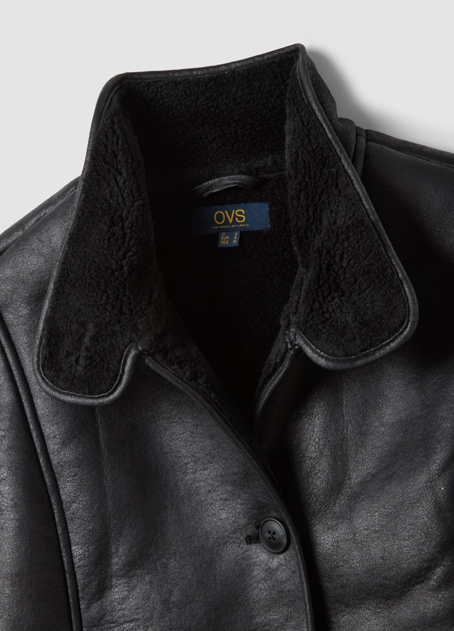 Black regular jacket with wide collar