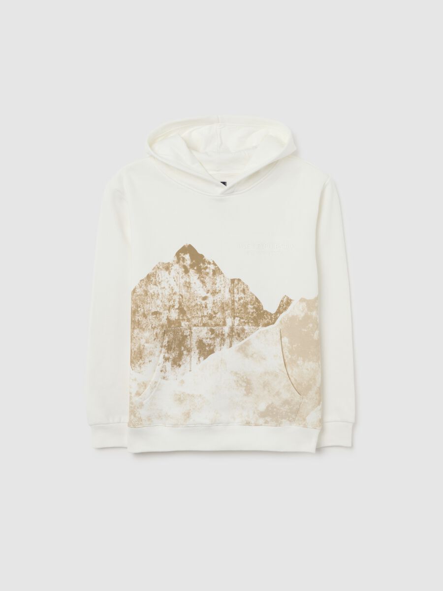 White Hooded Sweatshirt for Boys in Cotton Blend Relaxed Fit_0