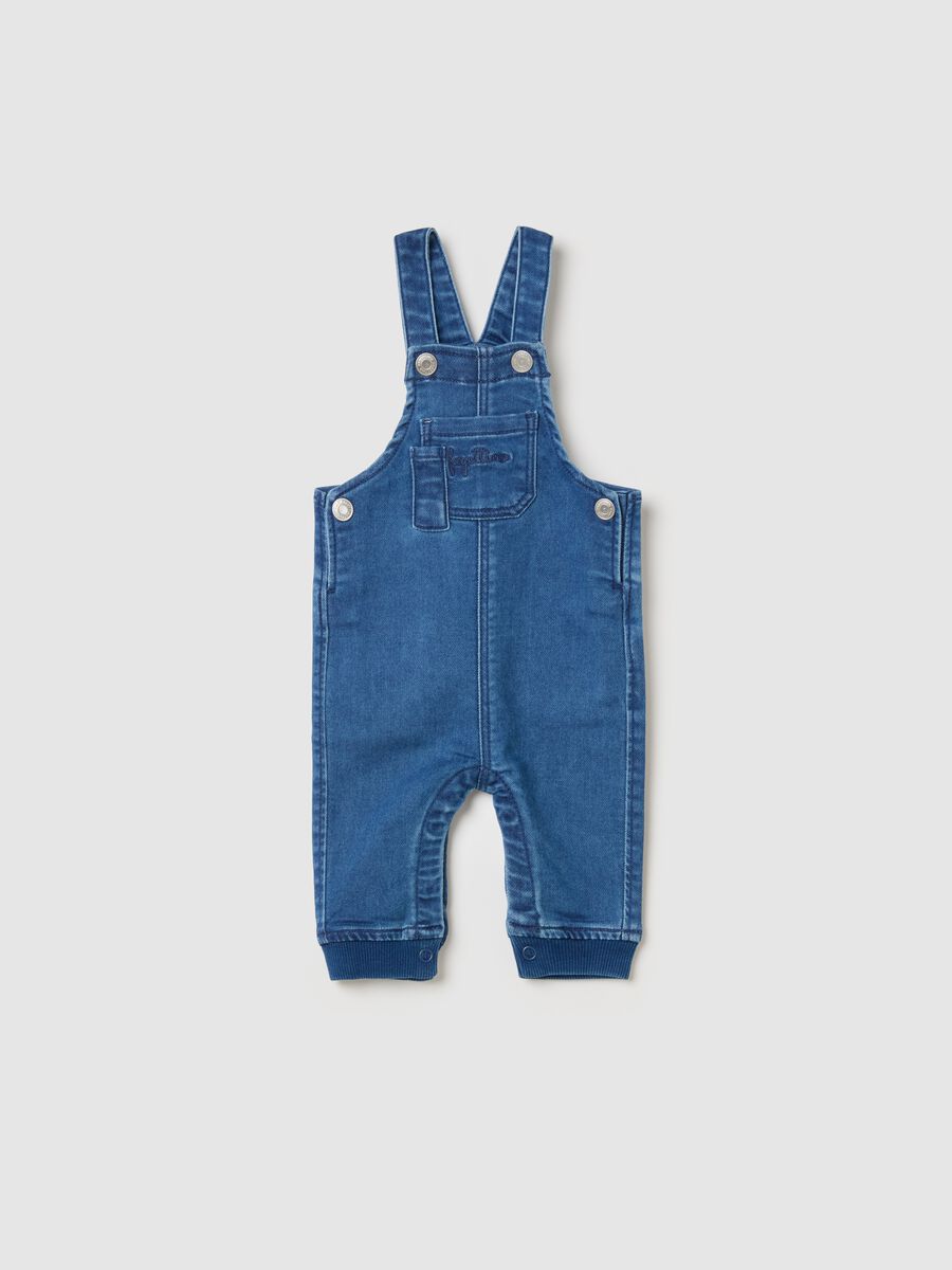 French Terry denim dungarees with pocket_0