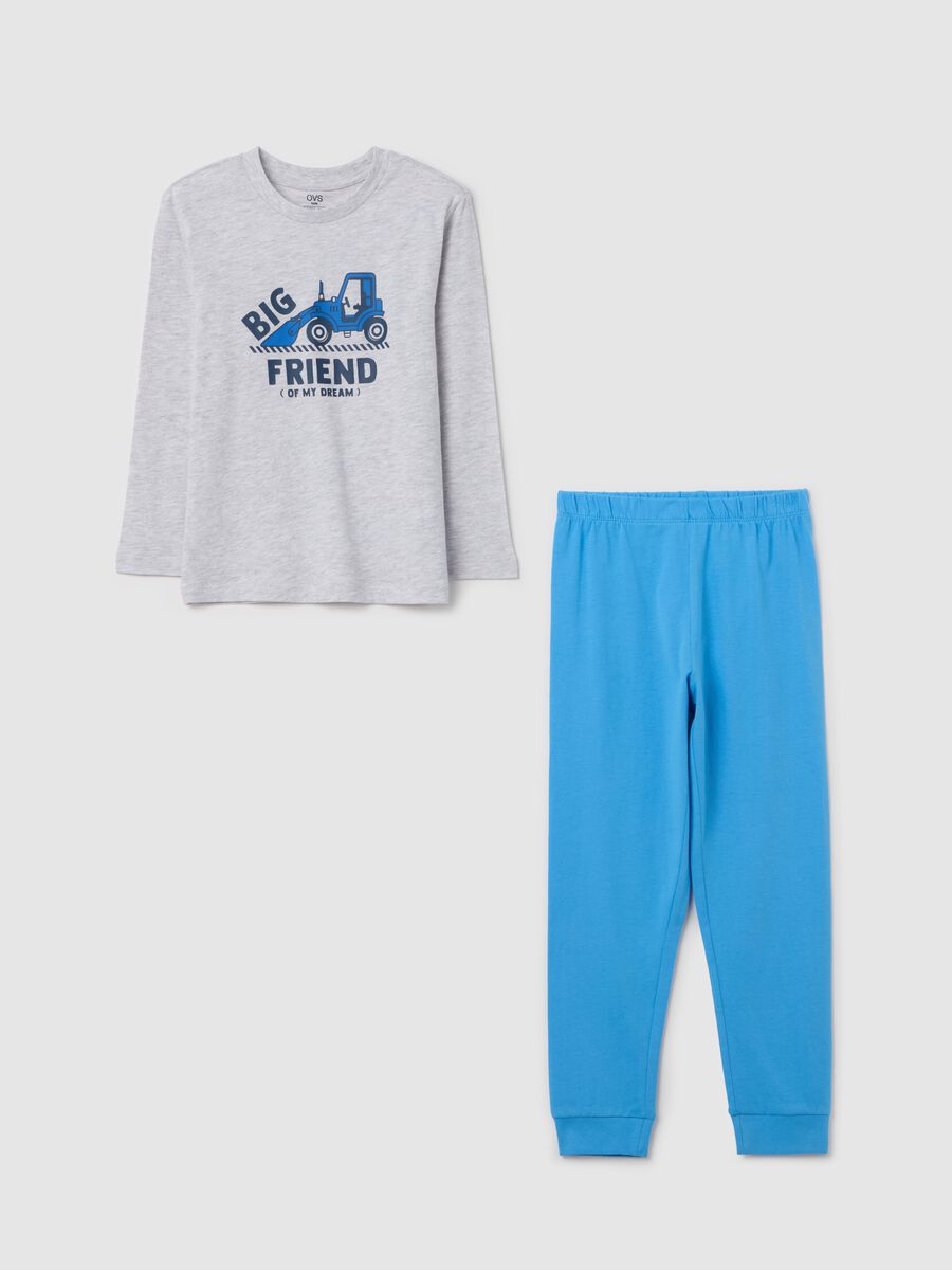 "BIG FRIEND (of my dream)" pyjamas with bulldozer print_0