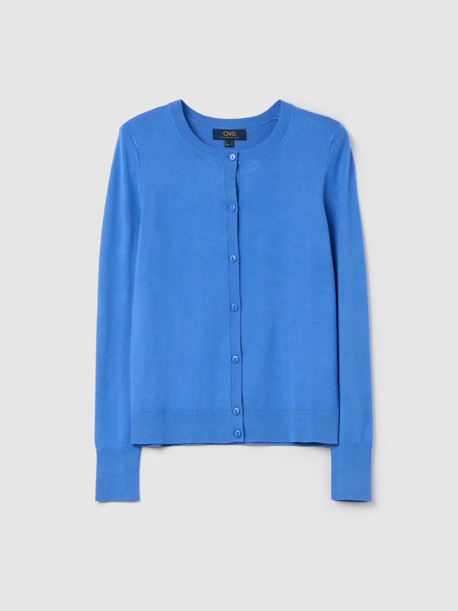 Solid colour cardigan with round neck_4