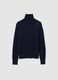 Blue Ribbed Regular Fit Turtleneck Jumper_4