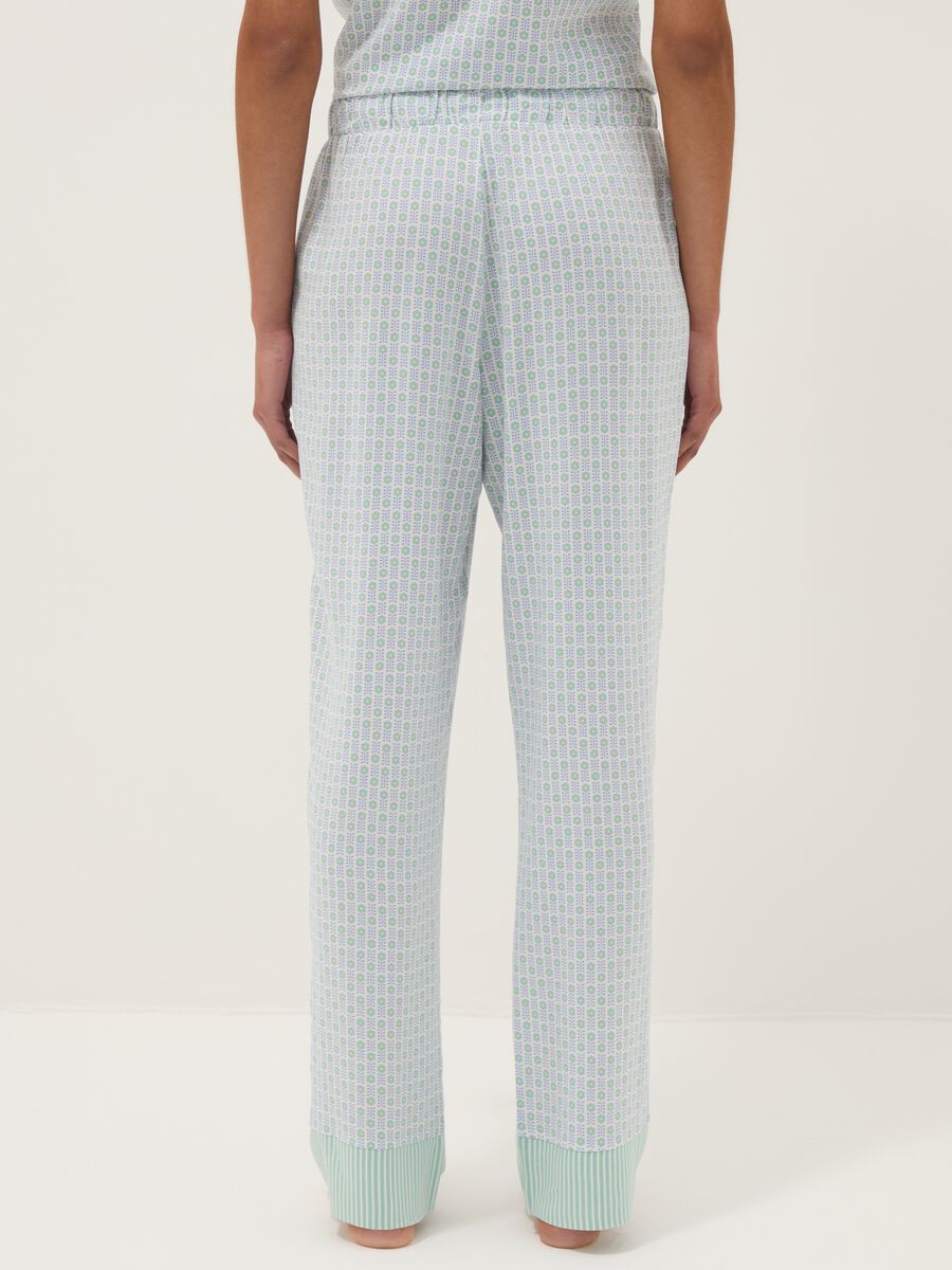 Multicolour pure viscose pyjama trousers with geometric pattern, regular fit_2