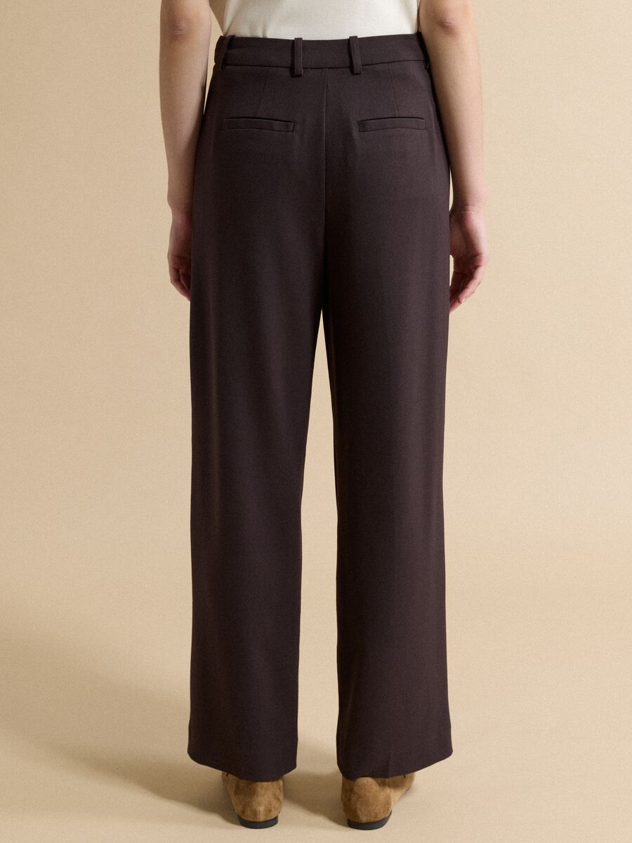 Brown flared formal trousers in stretch viscose_2