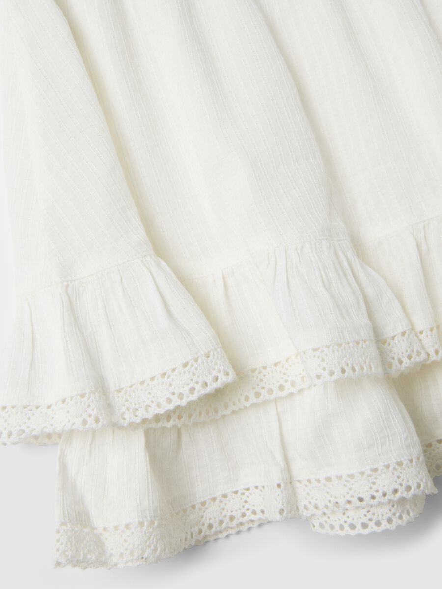 White cotton-viscose blend mini skirt with ruffles_5