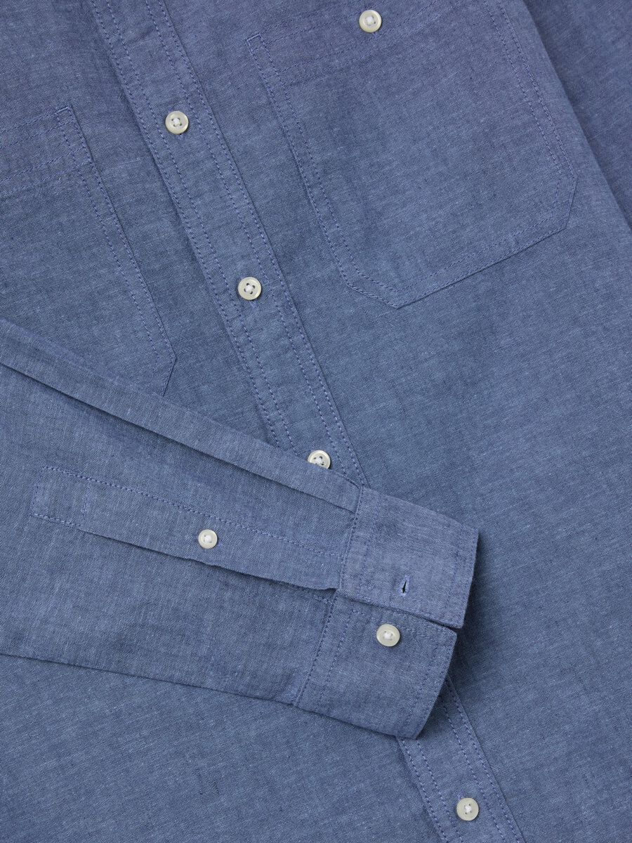 Regular-fit shirt in chambray cotton and linen_5