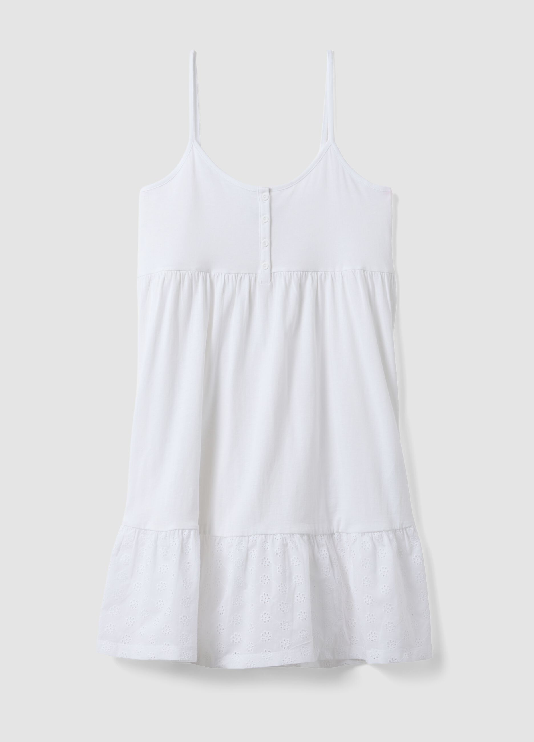 White organic cotton nightdress with thin straps