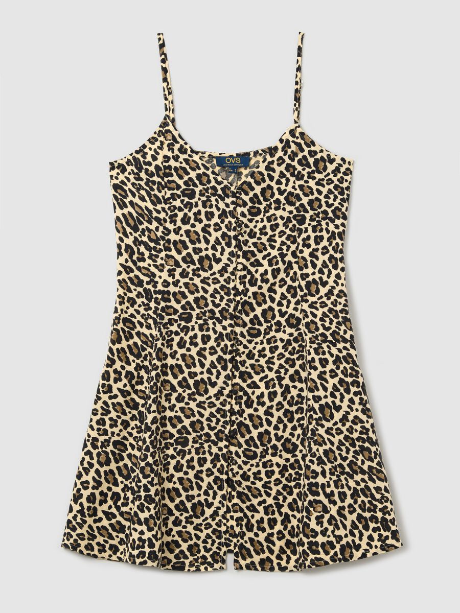Beige dress in viscose with animal print pattern_4