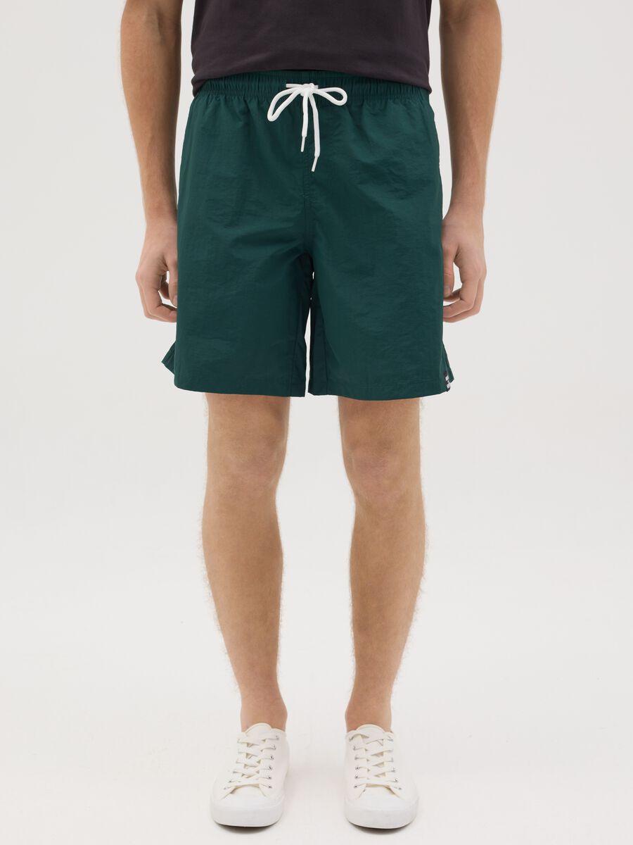 Boxer da uomo verde regular fit con elastico e coulisse_1