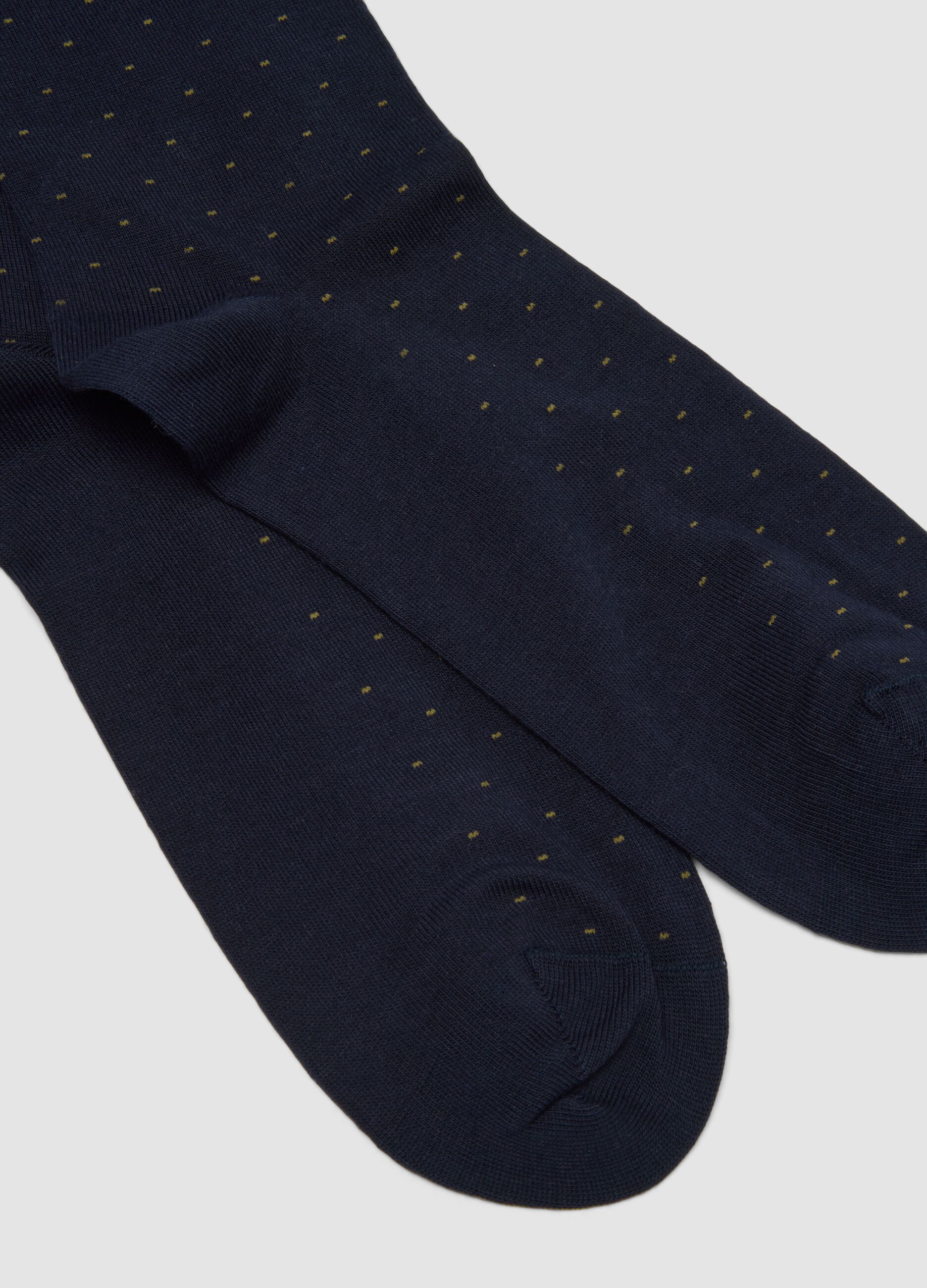 Navy blue long socks in stretch cotton