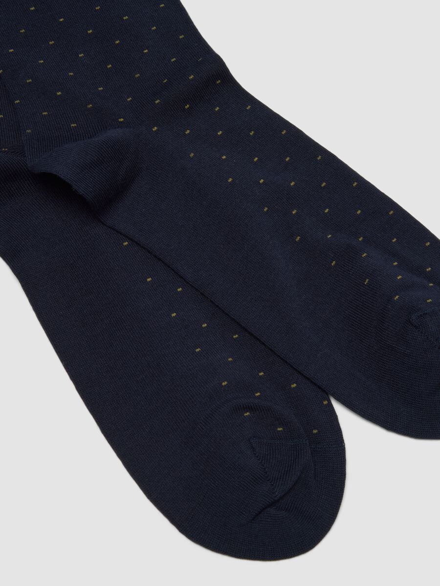 Navy blue long socks in stretch cotton_2