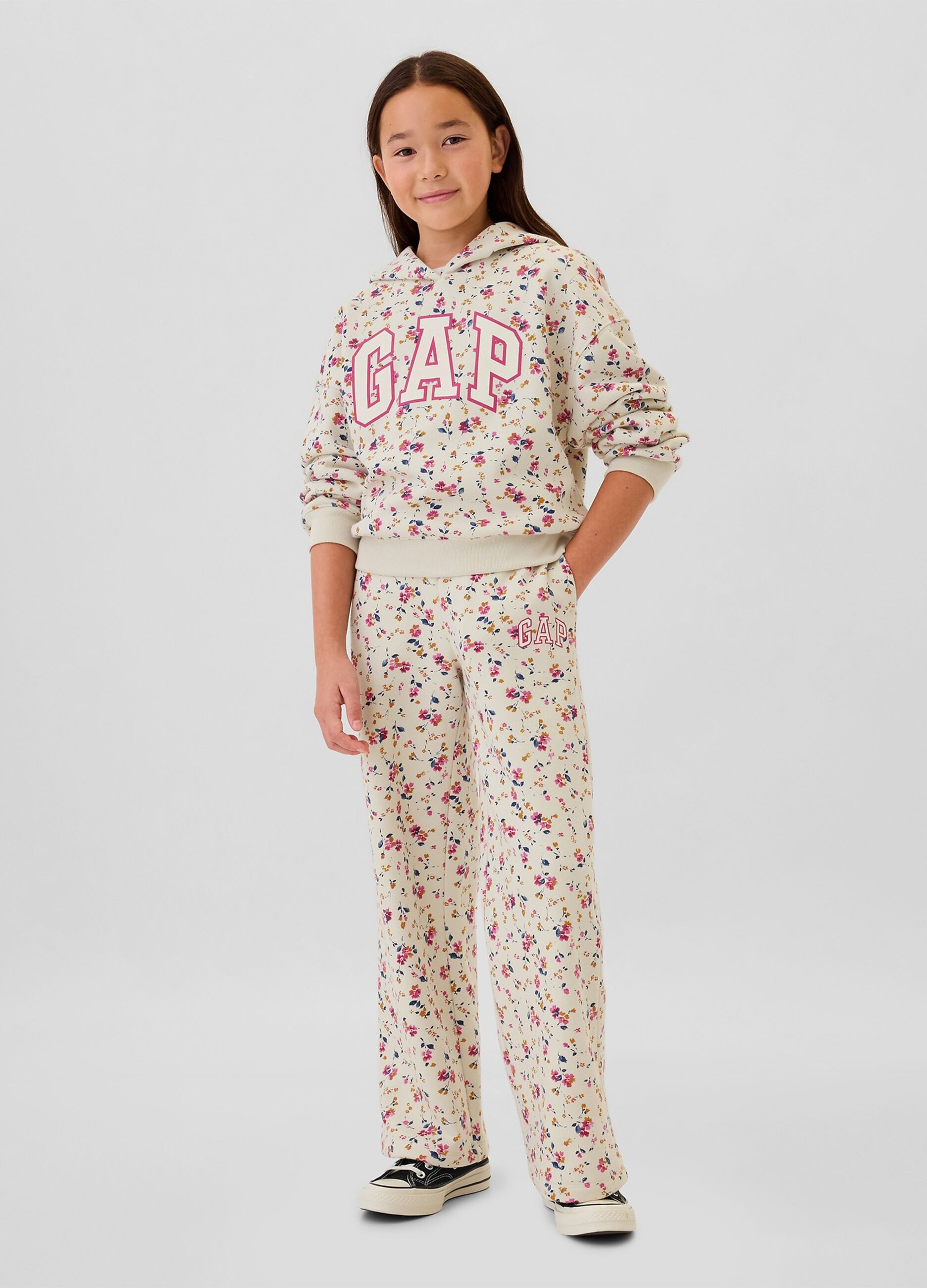 Wide-leg joggers with logo embroidery