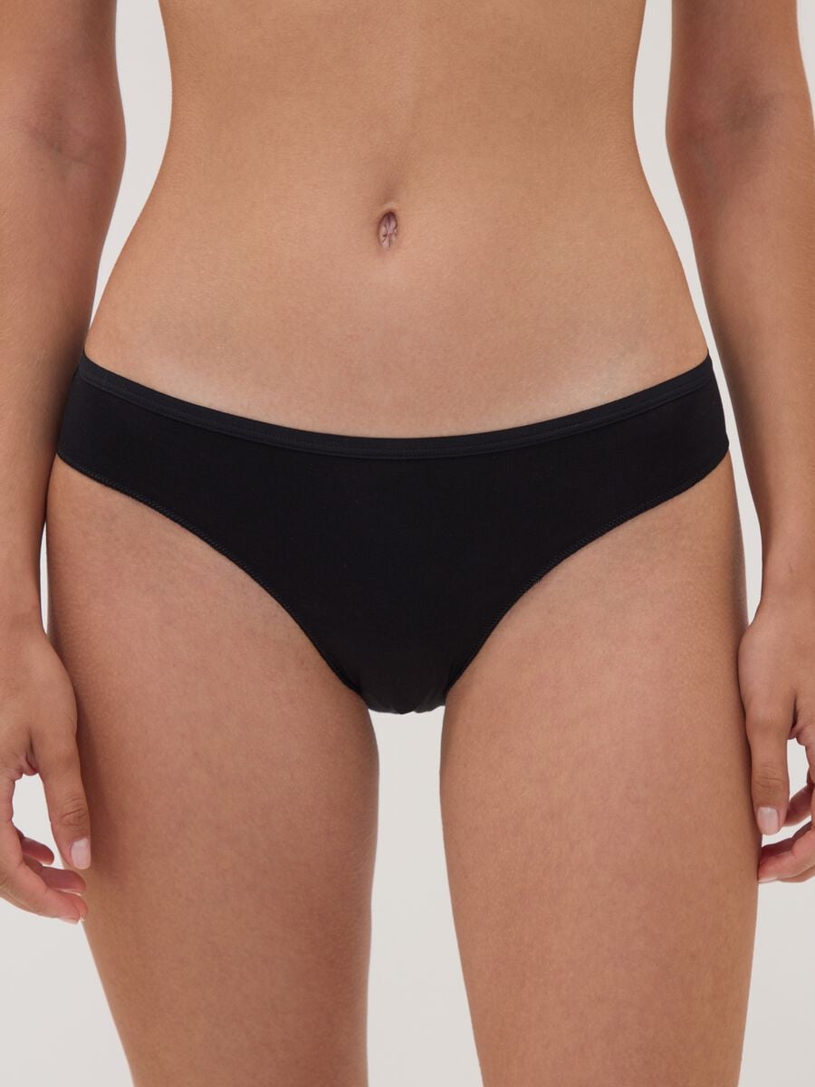 Multipack di cinque slip a pois neri e bianchi in cotone elasticizzato_1