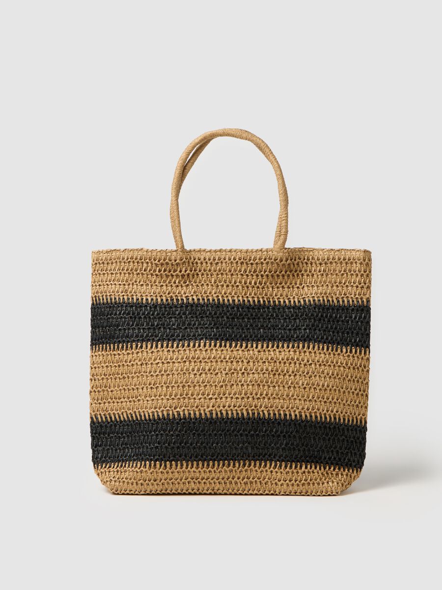 Textile Paper Striped Shopper Bag Ovs_0