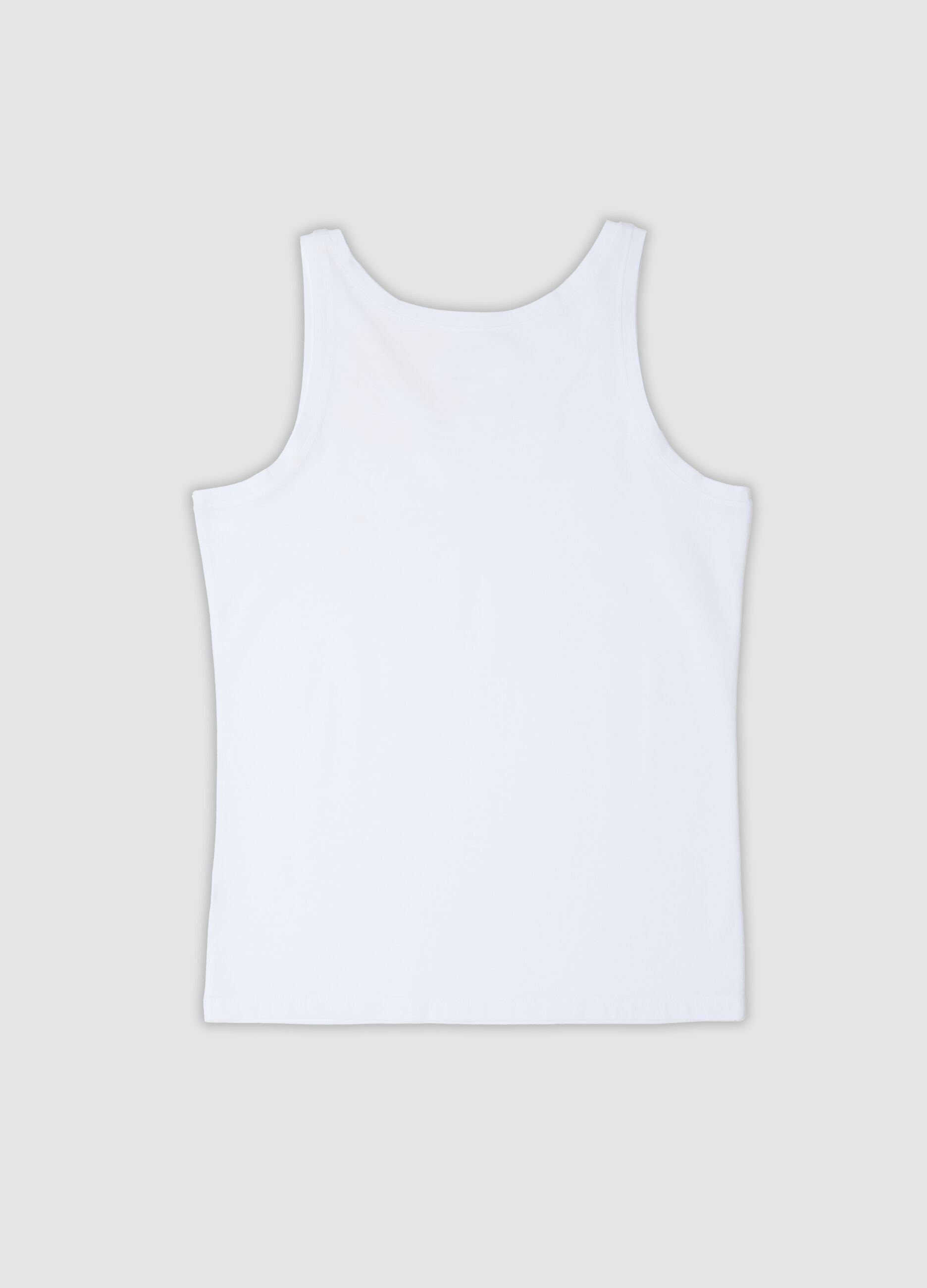White mercerised pure cotton crew-neck vest