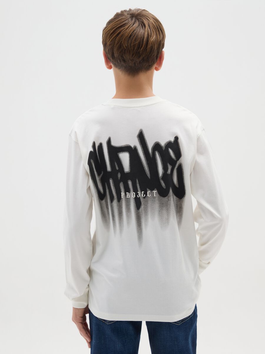 Maglietta da ragazzo in puro cotone bianca regular fit_1